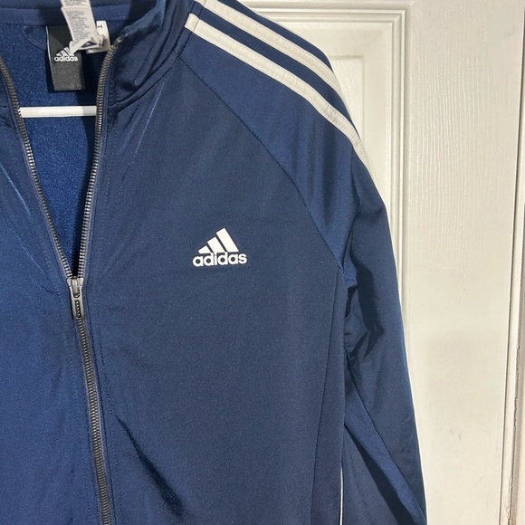 Adidas Navy Blue track suit jacket. Full Zip. Womens Medium. Athletic - Picture 6 of 15